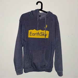Hoodie EARTHSKY Austin TX blue heather yellow graphic M